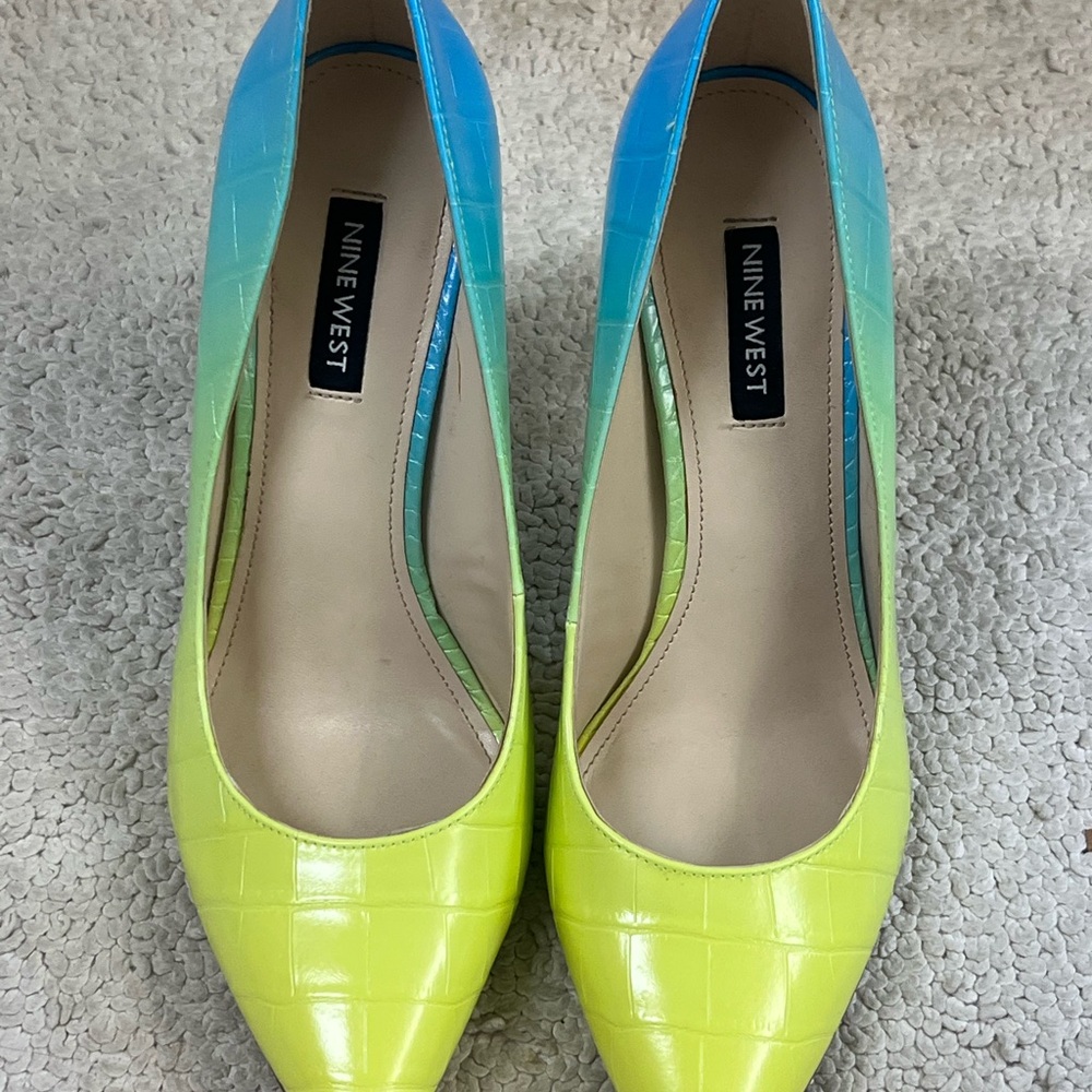 Nine West Vibrant Blue and Lime Heels